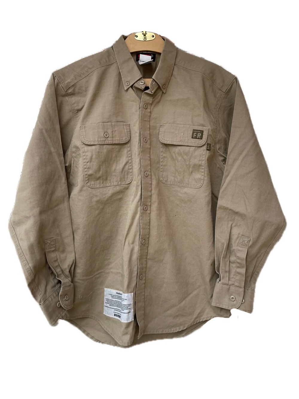 Wolverine | FR Tan Distressed Button Down Workwear Work Shirt